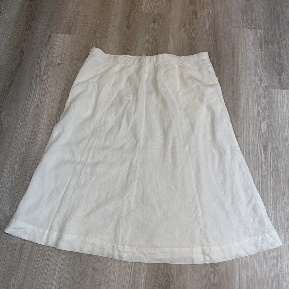 NWT J Jill 100% Linen White Lined Maxi Skirt Plus Size 3X Coastal Wedding Preppy